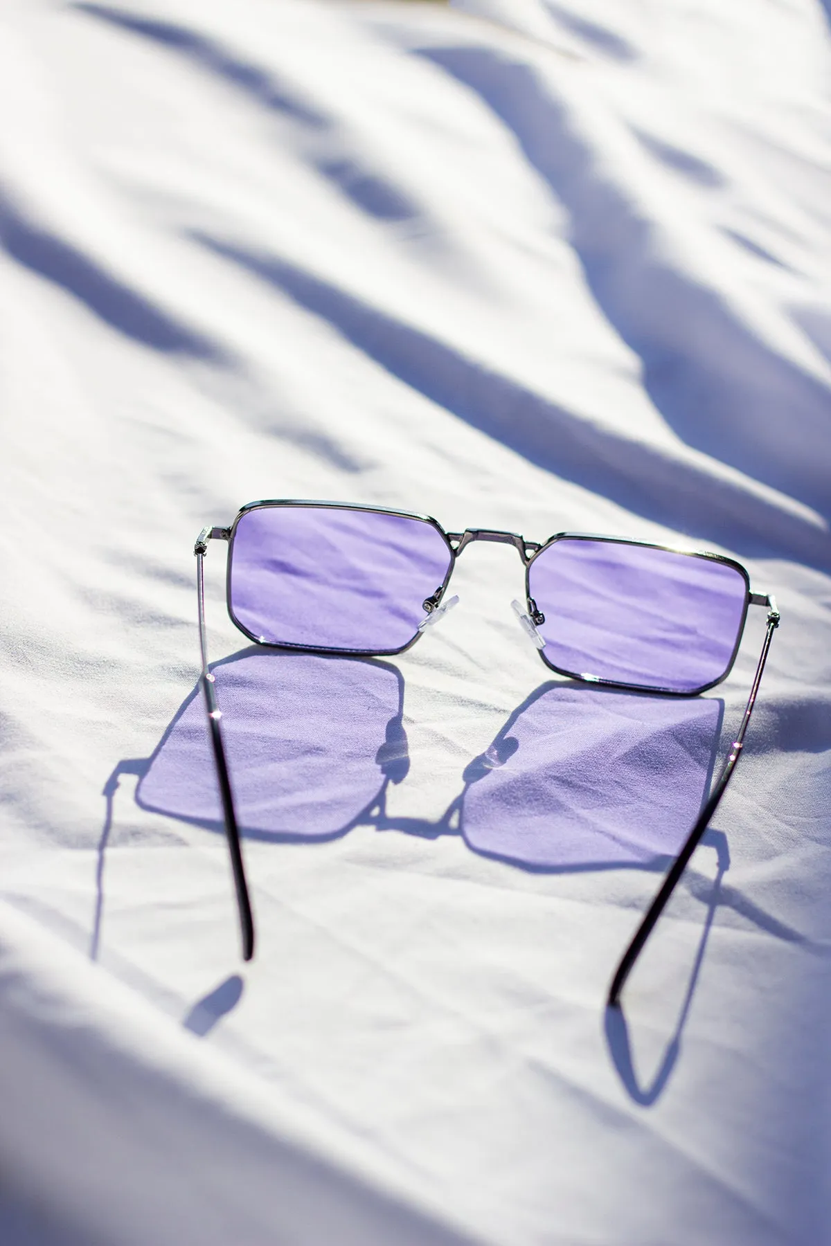 Nose Bridge Angular Rectangle Aviator Sunglasses