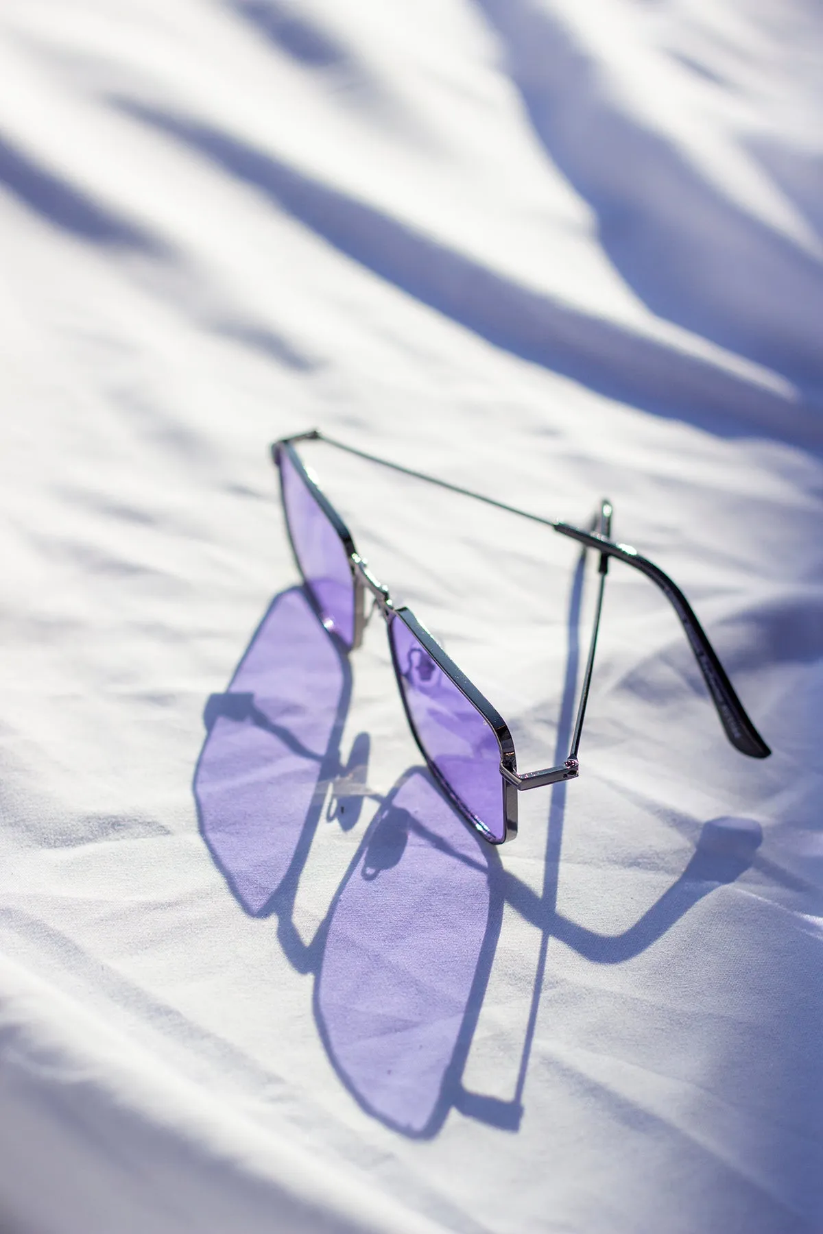 Nose Bridge Angular Rectangle Aviator Sunglasses