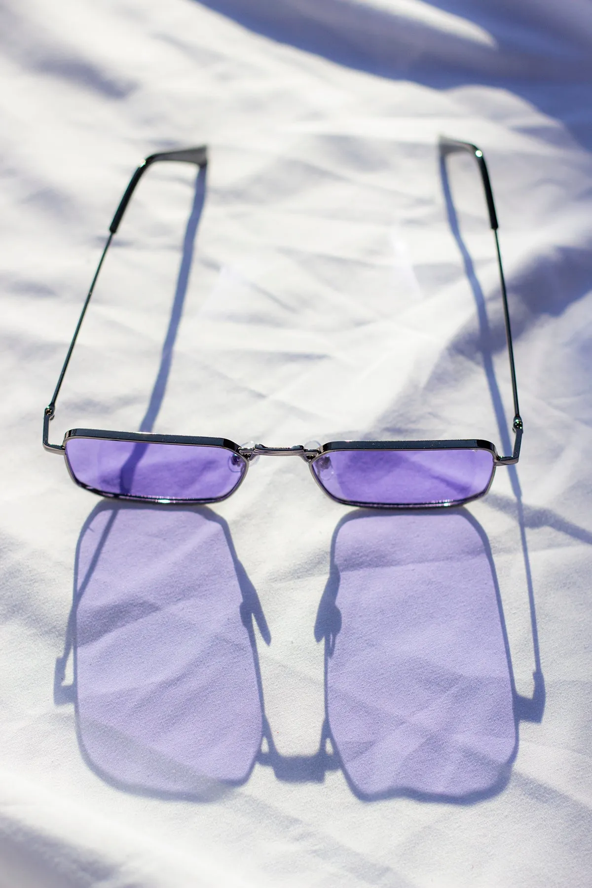 Nose Bridge Angular Rectangle Aviator Sunglasses