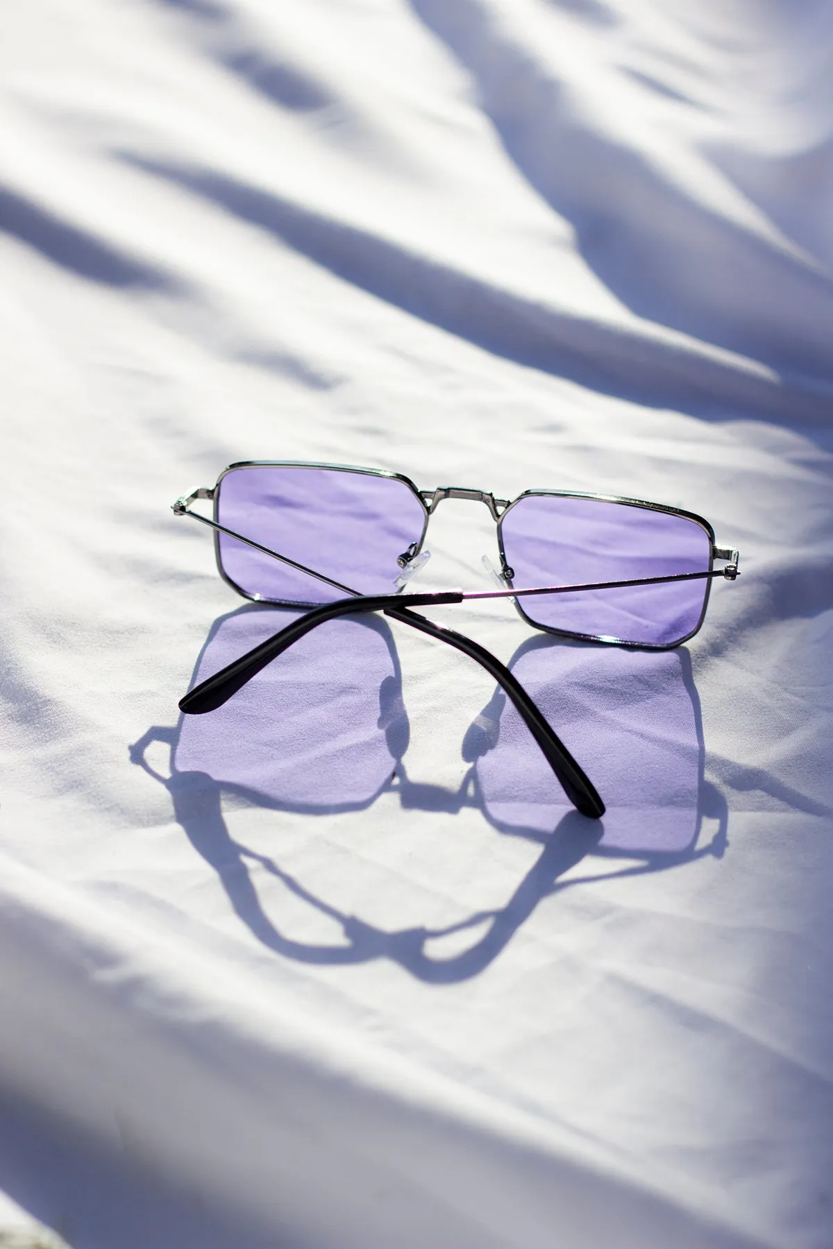 Nose Bridge Angular Rectangle Aviator Sunglasses