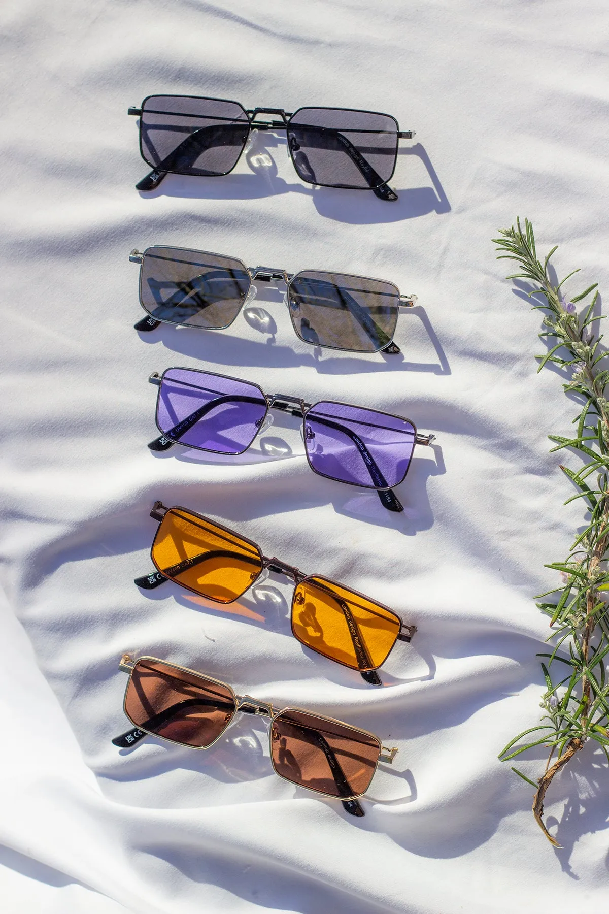 Nose Bridge Angular Rectangle Aviator Sunglasses