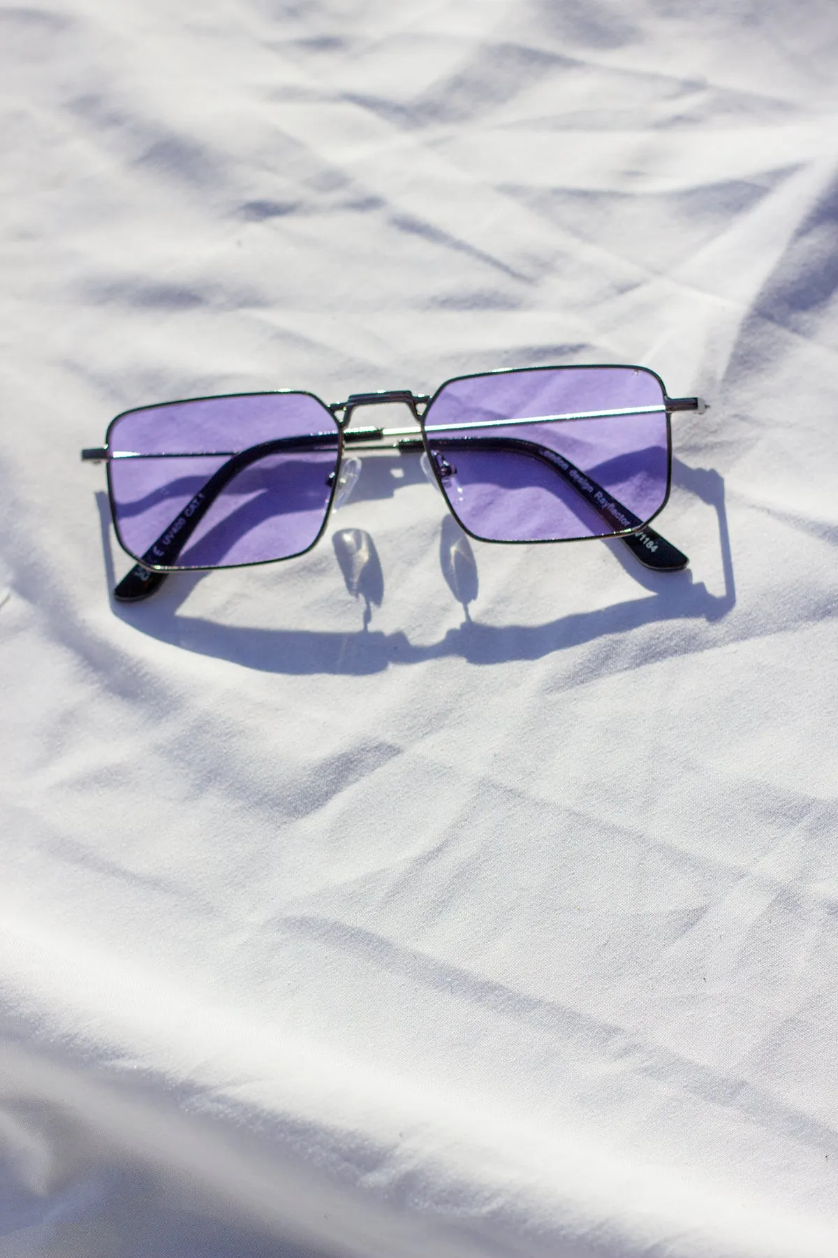 Nose Bridge Angular Rectangle Aviator Sunglasses