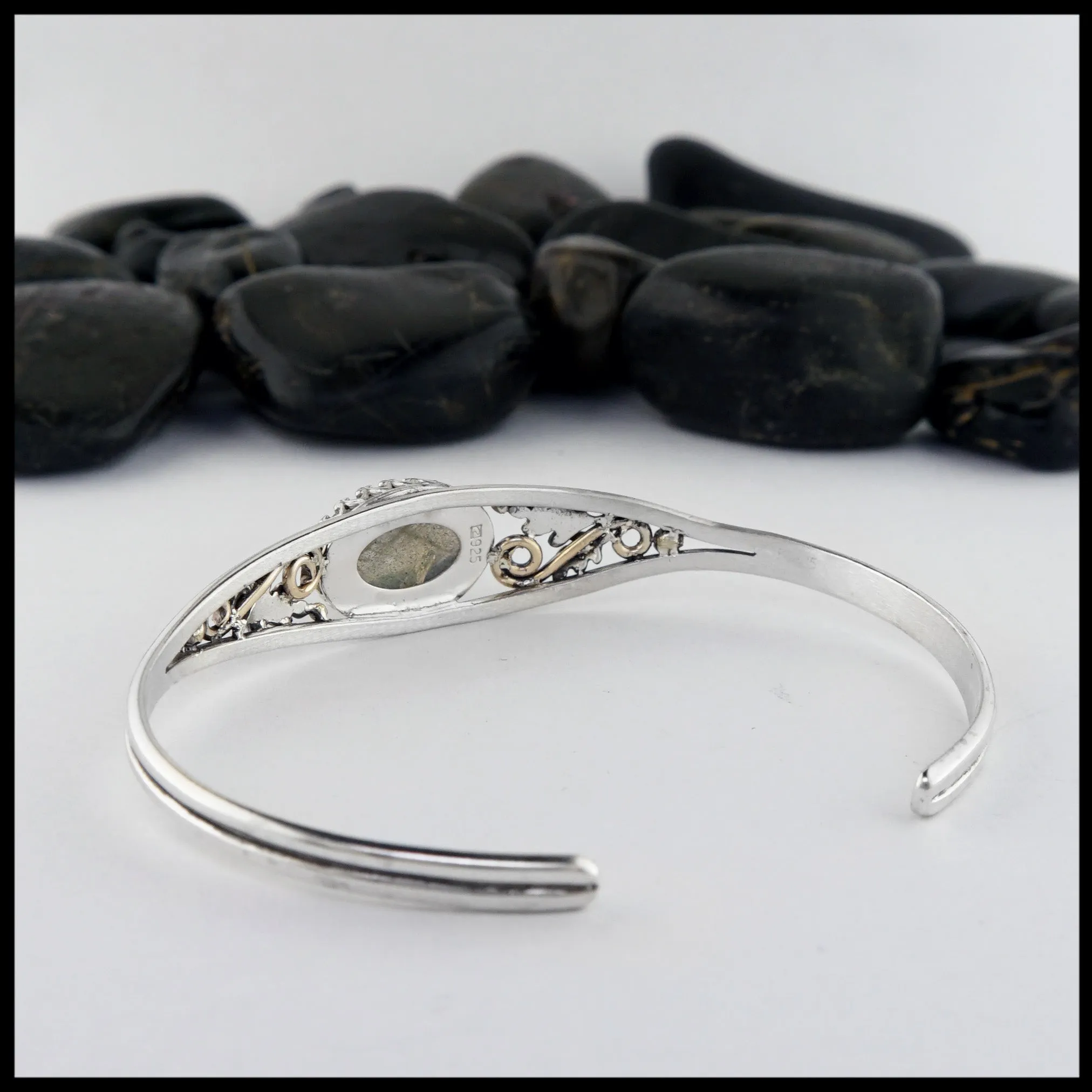 Oak Leaf Cuff Bracelet with Labradorite