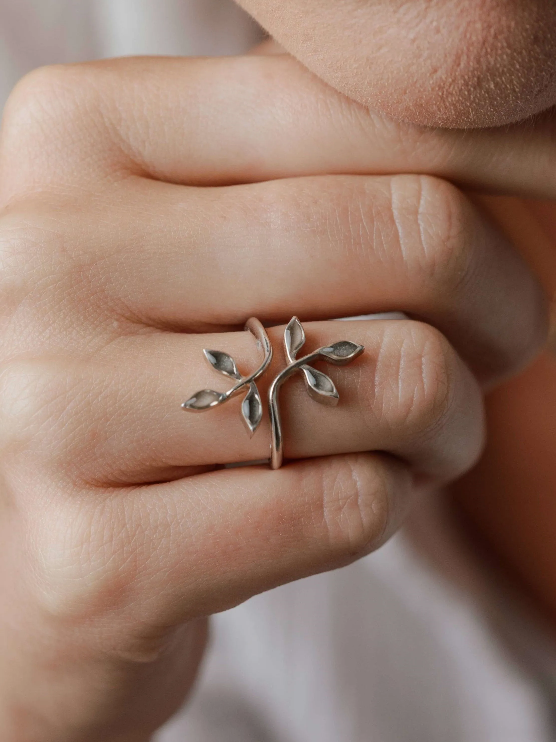 Olive Branch Cremation Ring in 14K Rose Gold