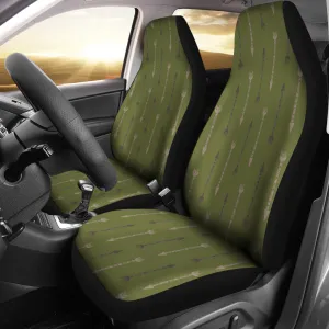 Olive Green With Boho Arrows Pattern Car Seat Covers Set