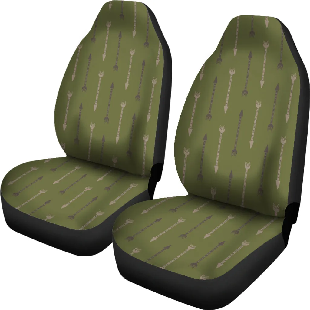 Olive Green With Boho Arrows Pattern Car Seat Covers Set