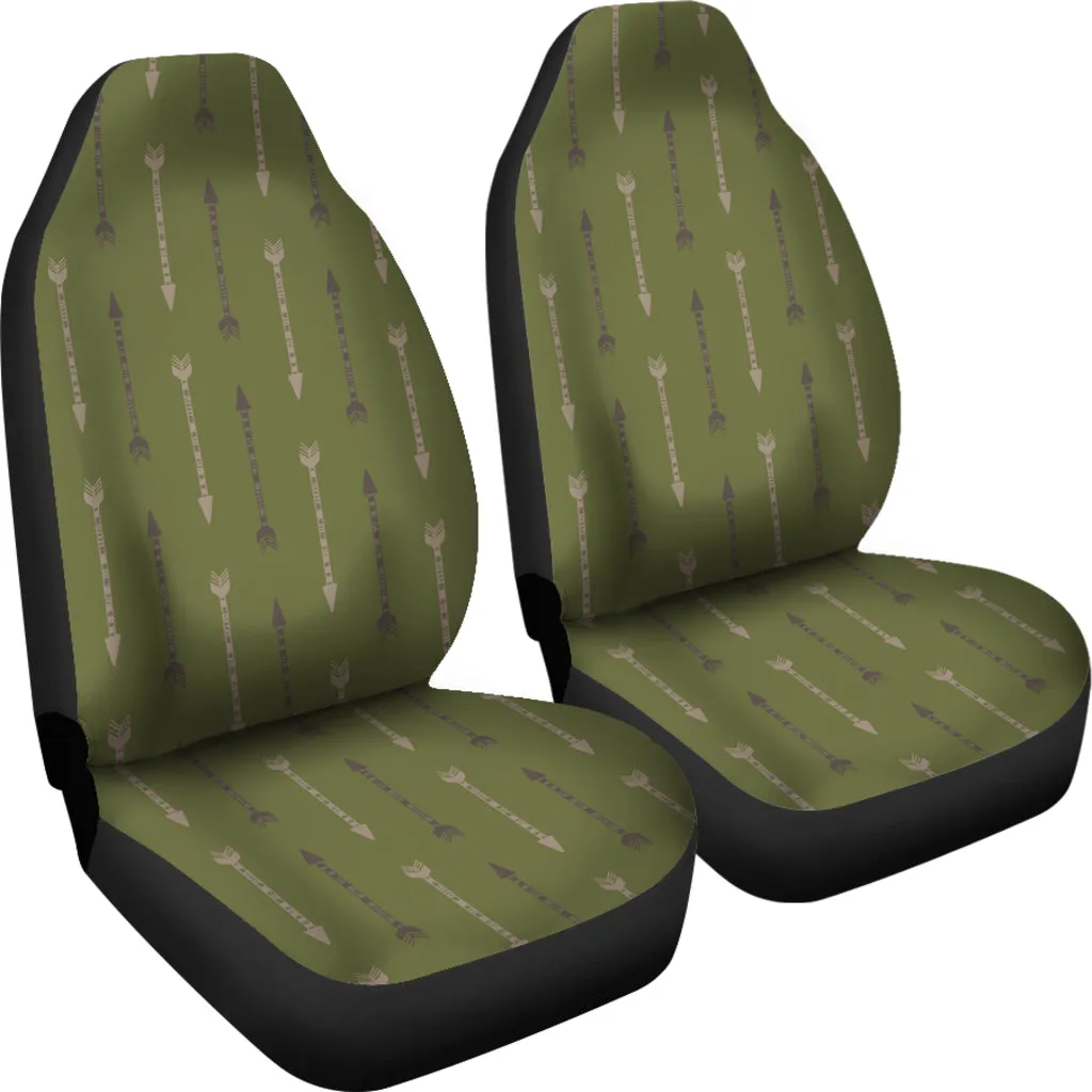 Olive Green With Boho Arrows Pattern Car Seat Covers Set