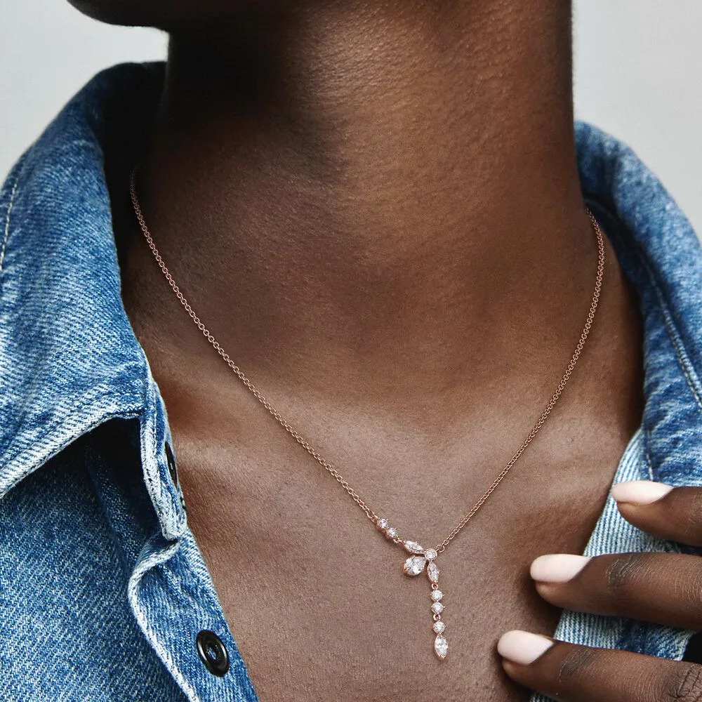 Pandora Rose Sparkling Herbarium Cluster Drop Collier Necklace