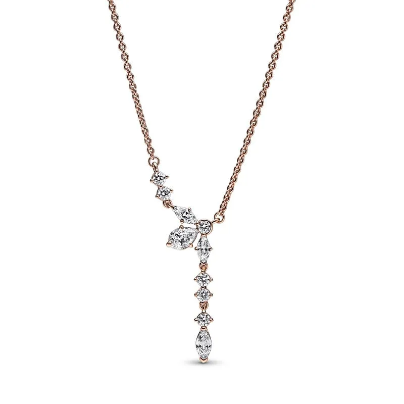 Pandora Rose Sparkling Herbarium Cluster Drop Collier Necklace