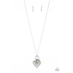 Paparazzi Romeo Romance - Brown Heart Necklace & Earrings Set