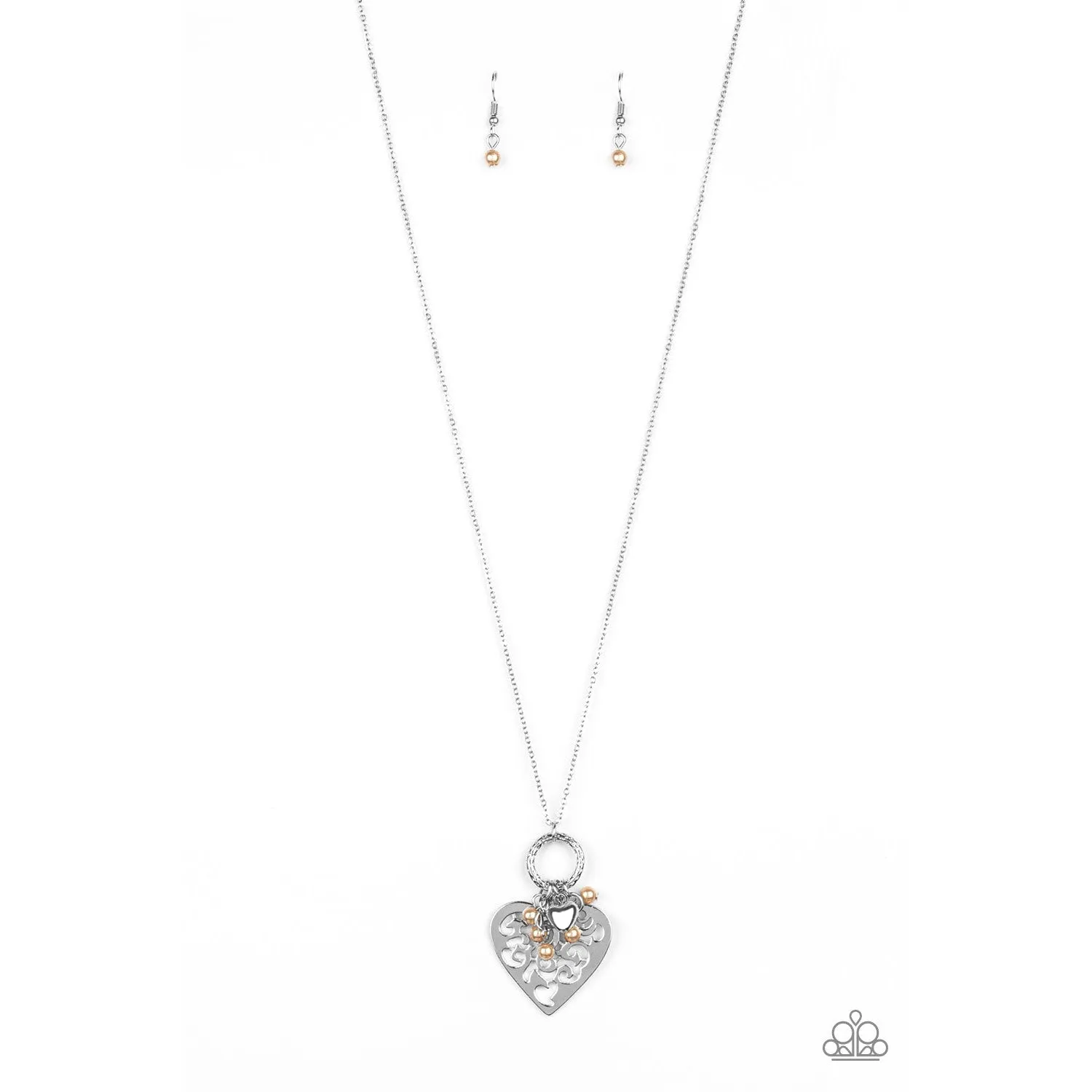 Paparazzi Romeo Romance - Brown Heart Necklace & Earrings Set