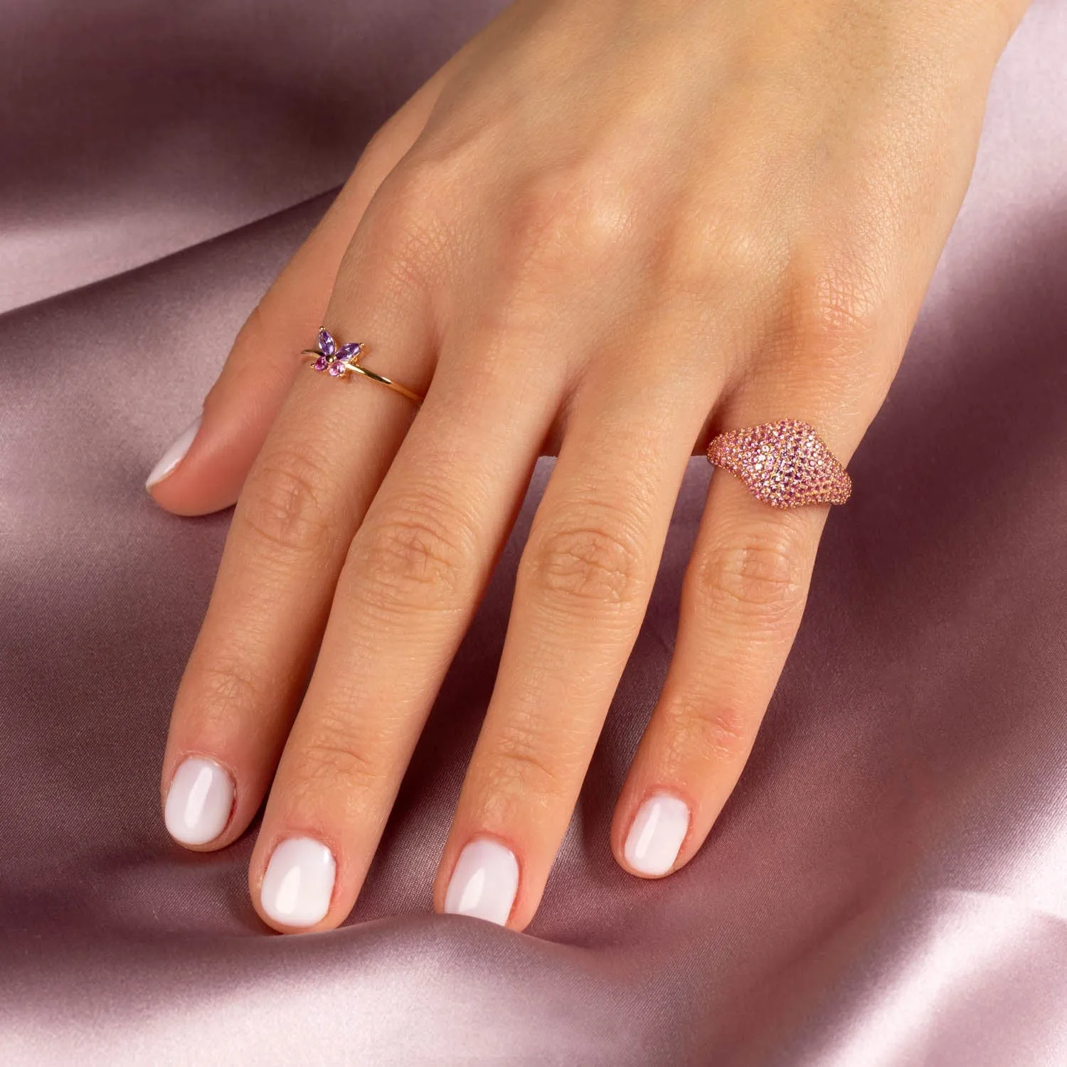 Pastel Crystal Butterfly Ring