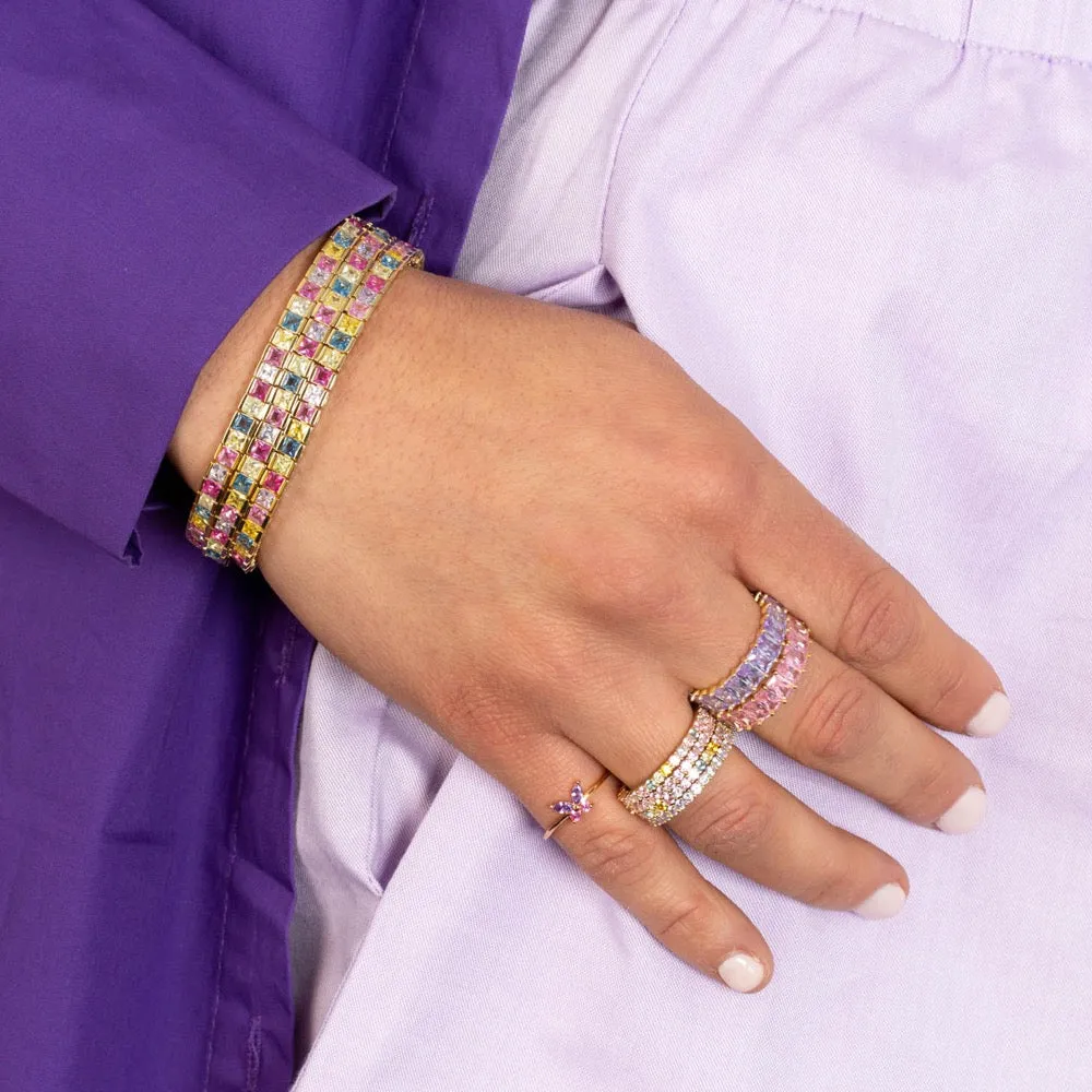 Pastel Crystal Butterfly Ring