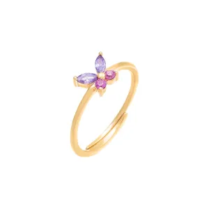 Pastel Crystal Butterfly Ring