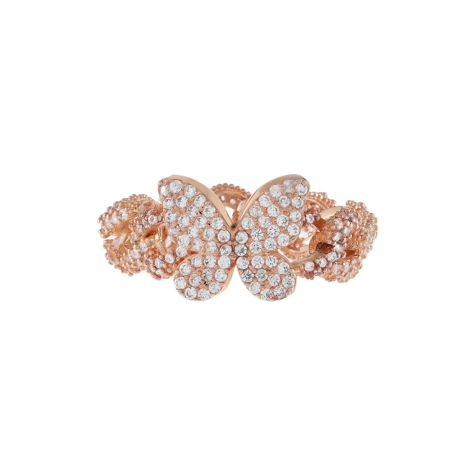 Pavé Butterfly Chain Link Ring