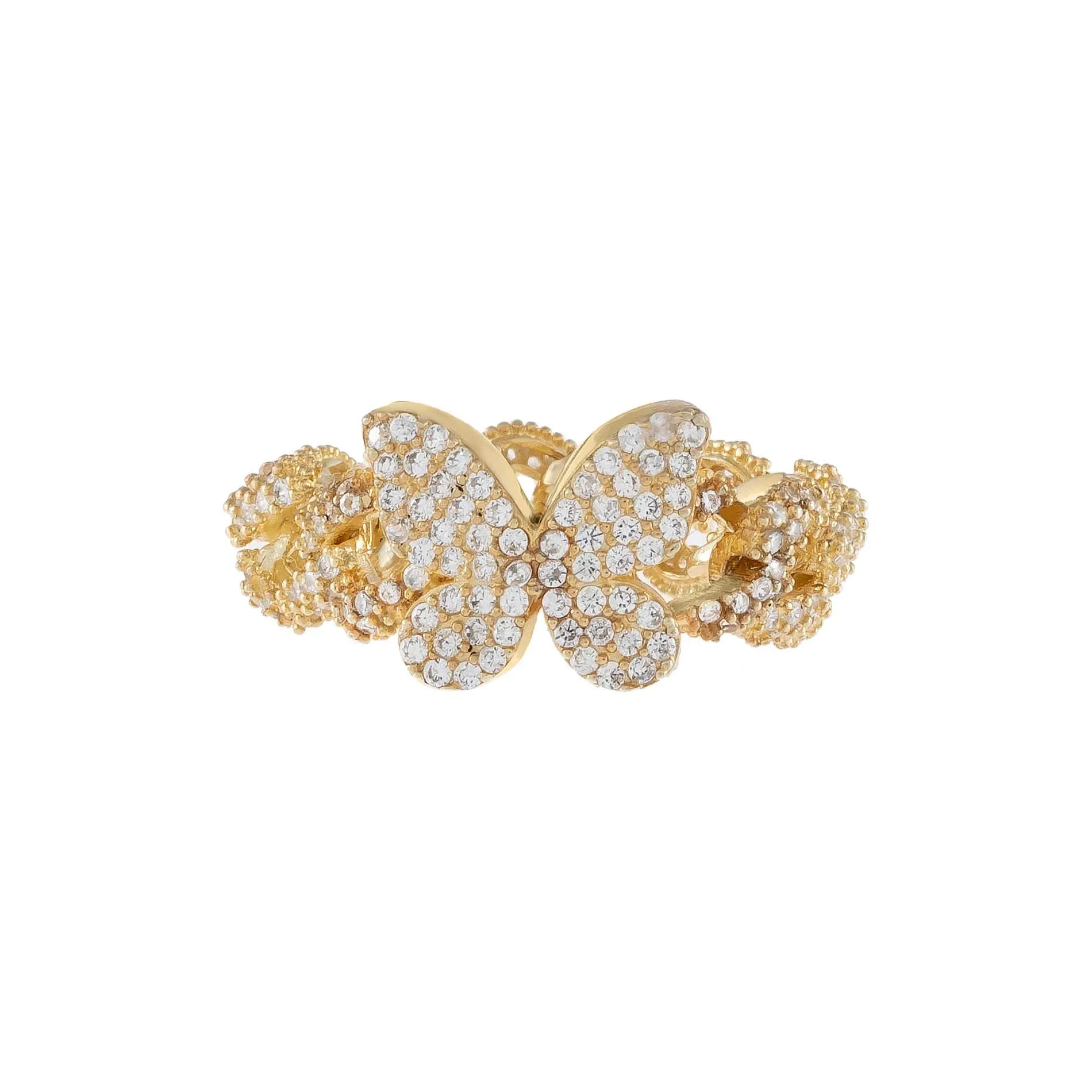 Pavé Butterfly Chain Link Ring