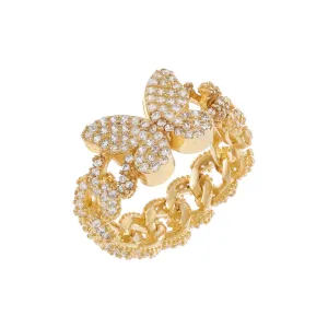 Pavé Butterfly Chain Link Ring