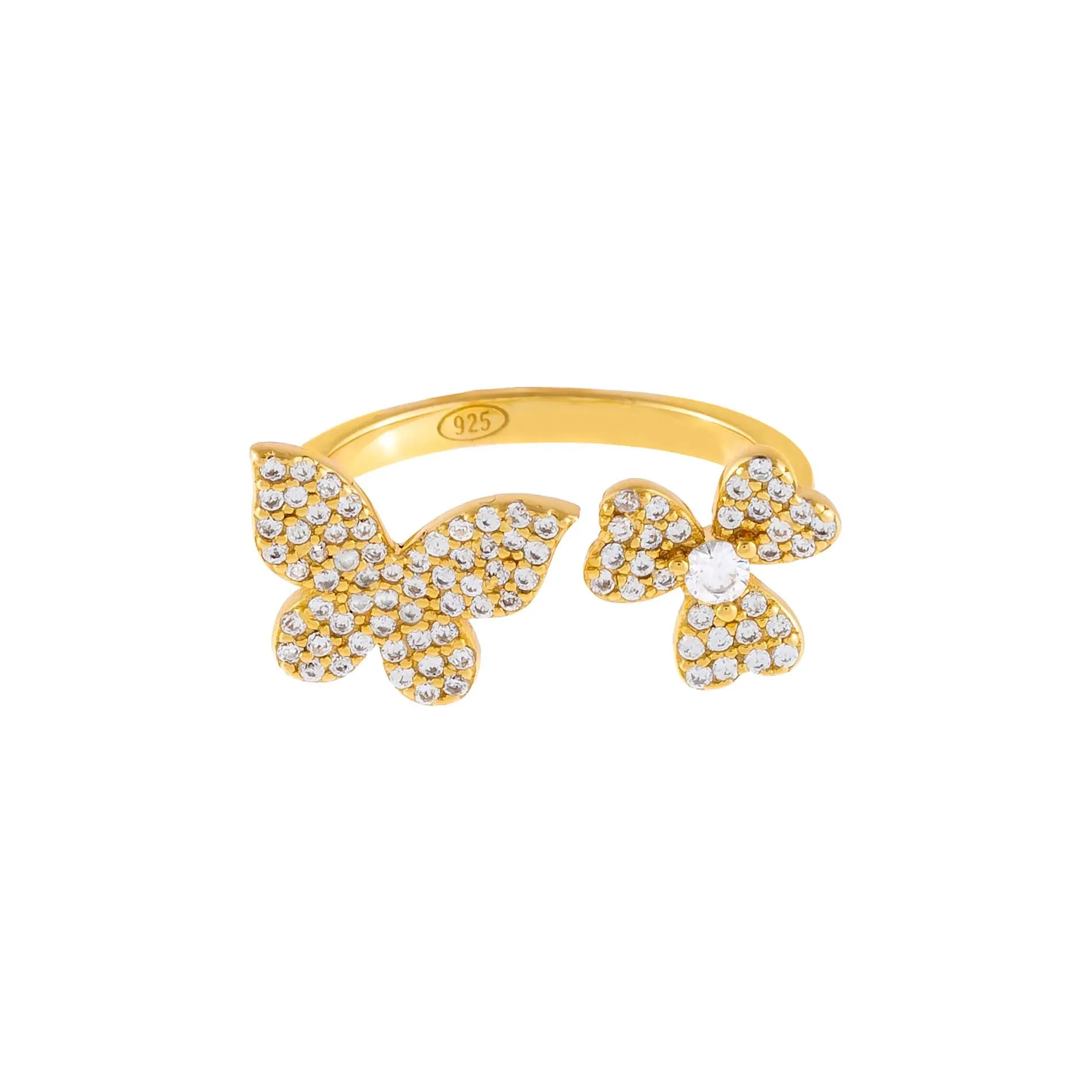 Pavé Butterfly X Clover Ring
