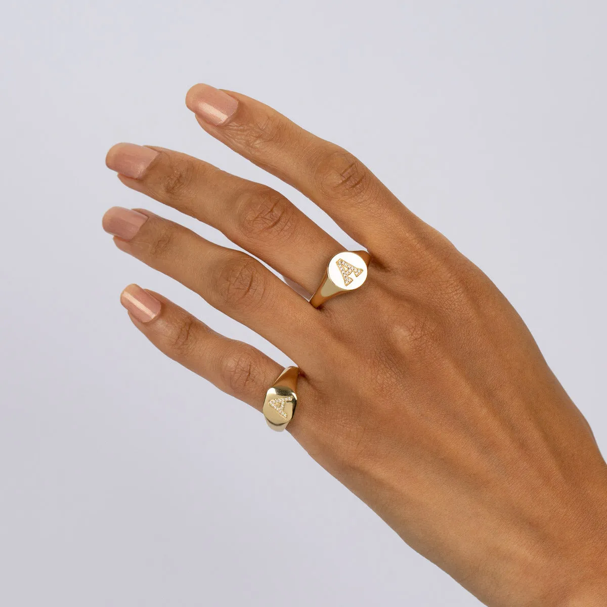 Pavé Initial Pinky Ring