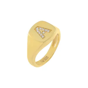 Pavé Initial Pinky Ring