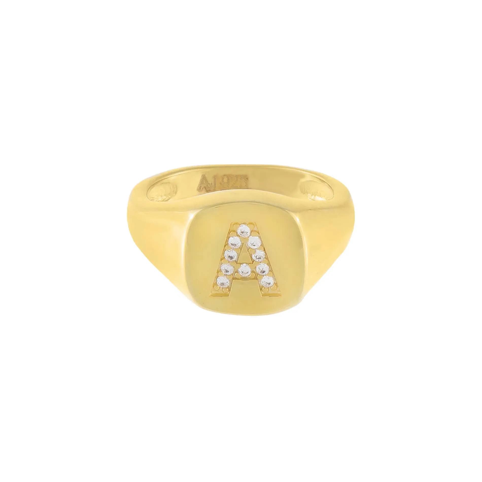 Pavé Initial Pinky Ring