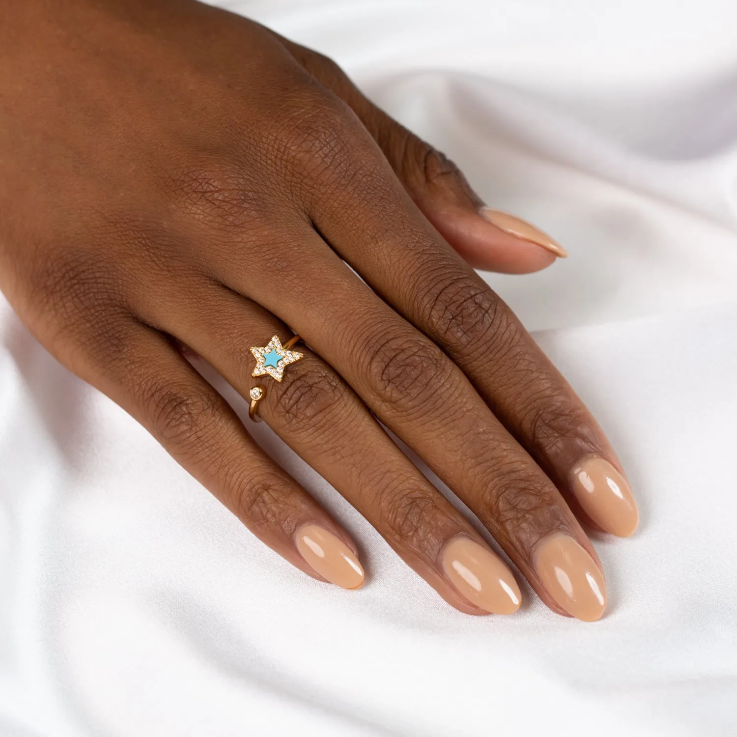 Pavé Open Star Stone Ring