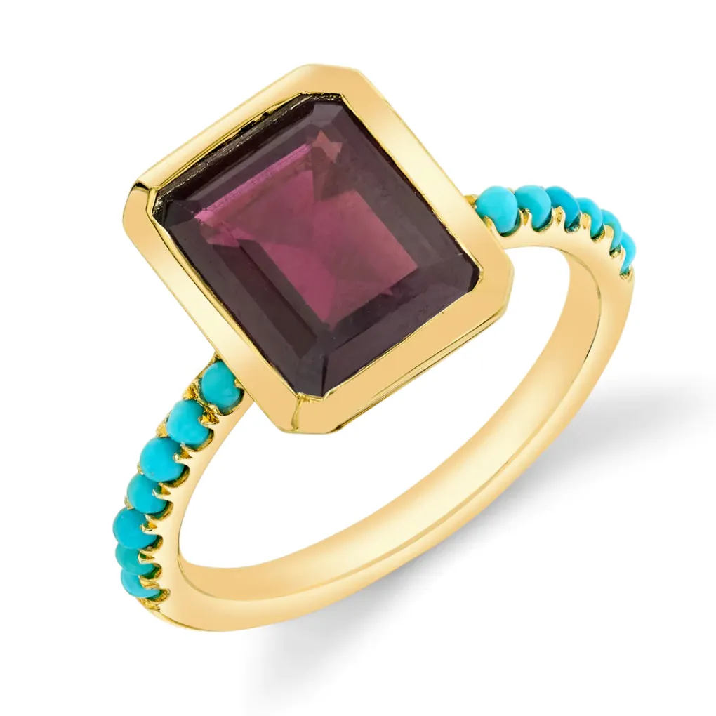 Pavé Shirley Bezel Set Emerald Cut Ring