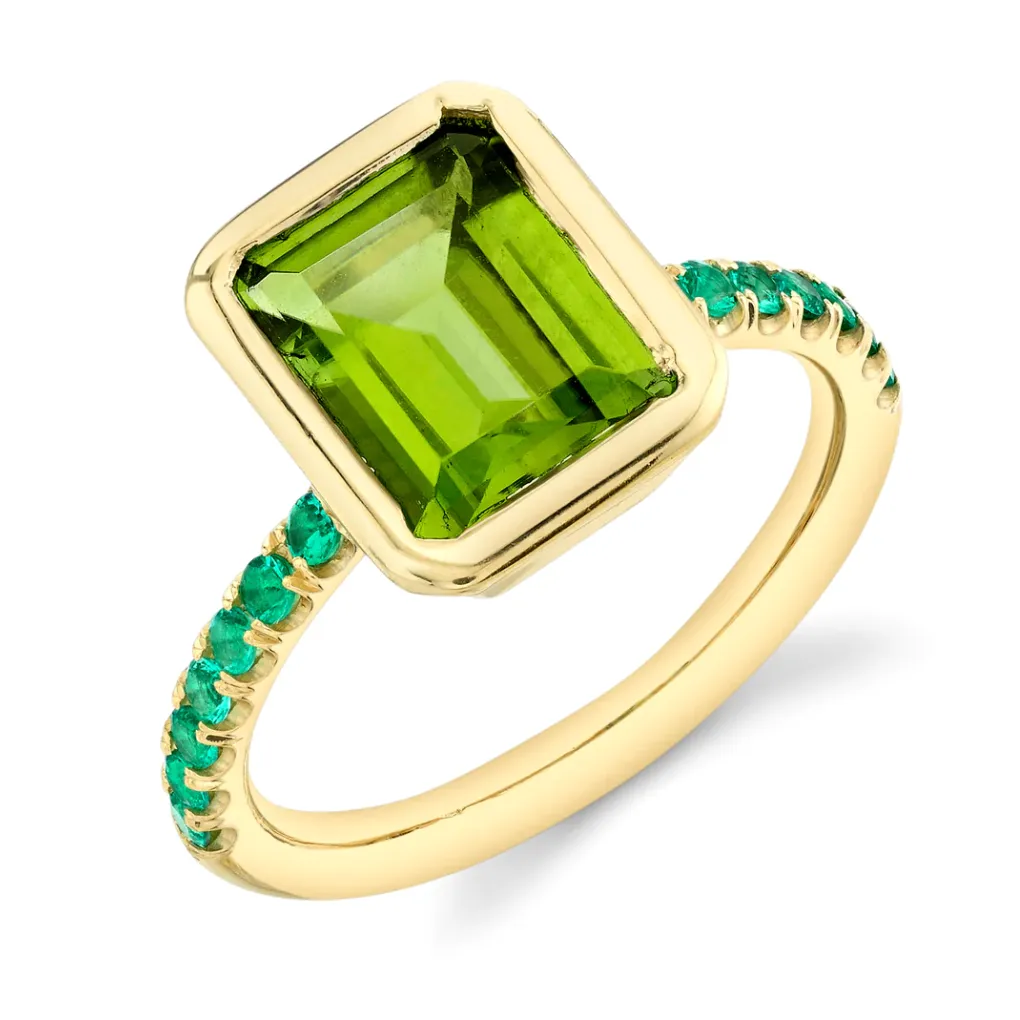 Pavé Shirley Bezel Set Emerald Cut Ring
