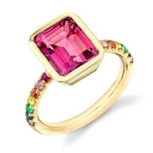 Pavé Shirley Bezel Set Emerald Cut Ring