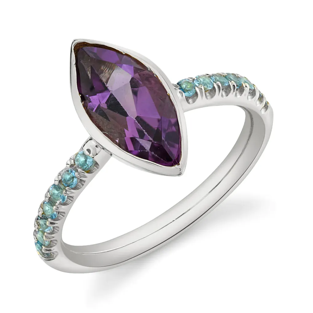 Pavé Shirley Bezel Set Marquis Cut Ring