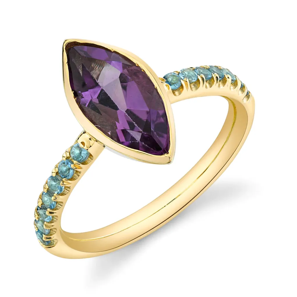 Pavé Shirley Bezel Set Marquis Cut Ring
