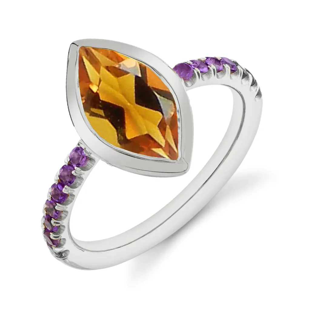 Pavé Shirley Bezel Set Marquis Cut Ring