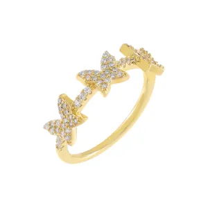 Pavé Triple Butterfly Ring