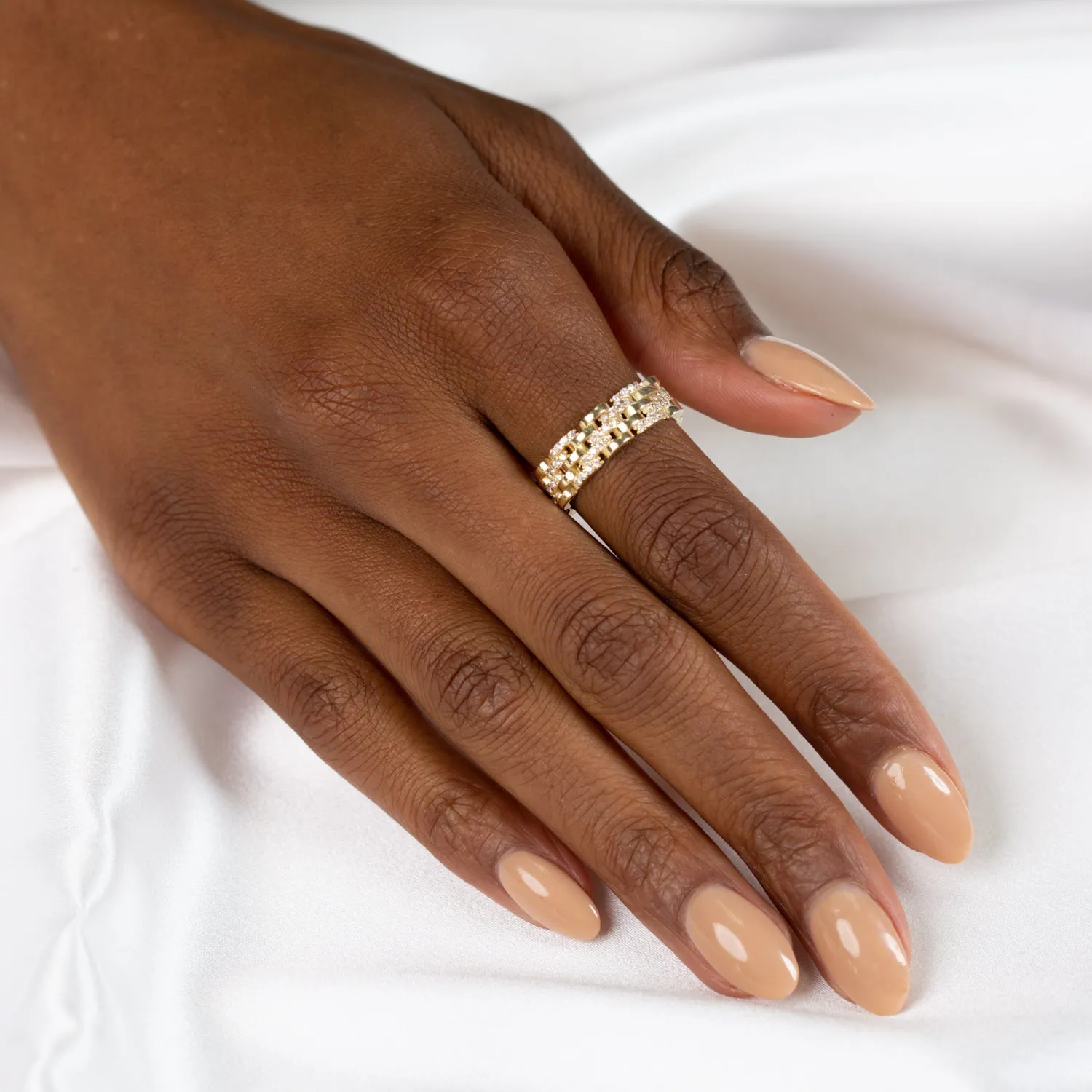 Pavé Wrist Watch Chain Ring