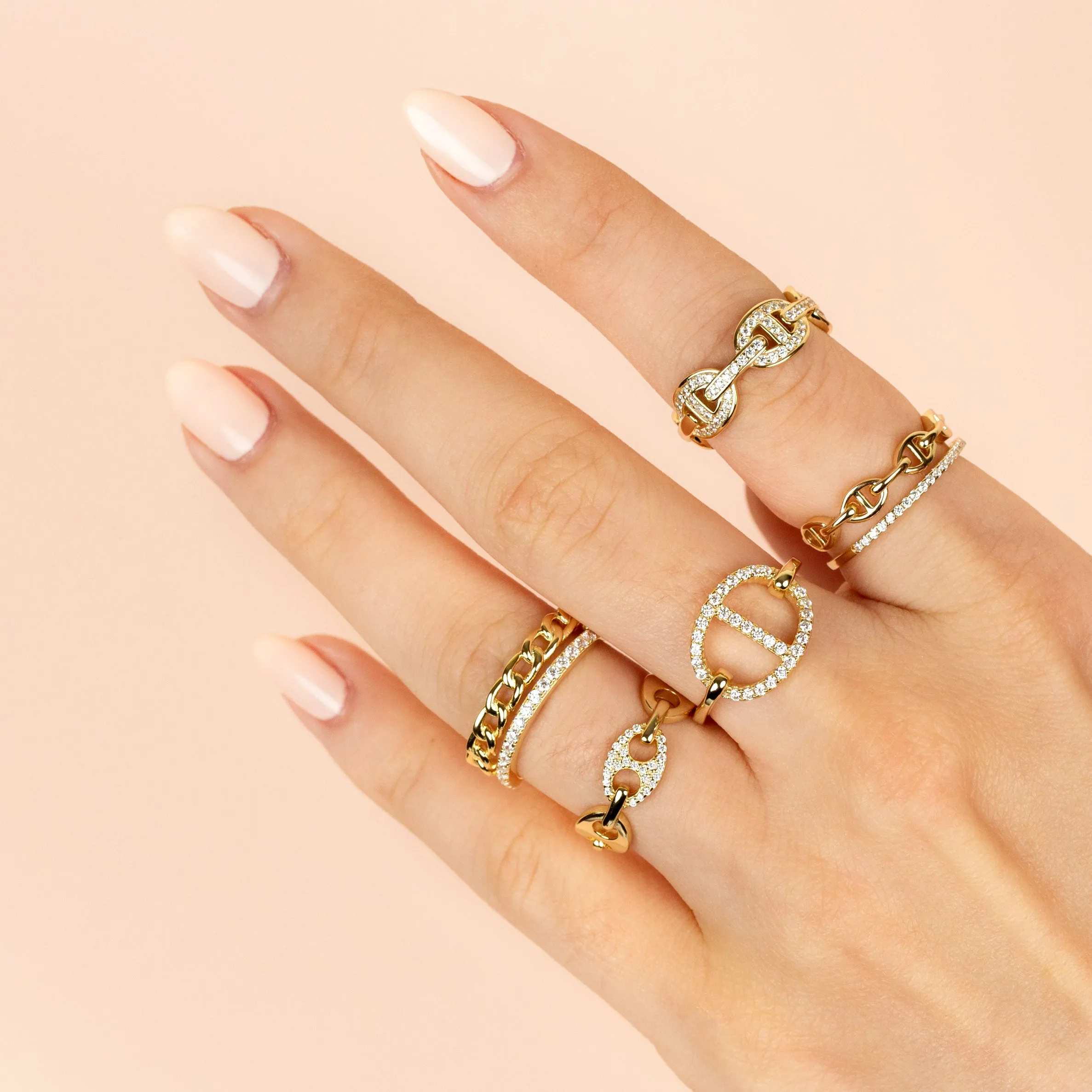 Pavé x Mariner Link Double Row Ring