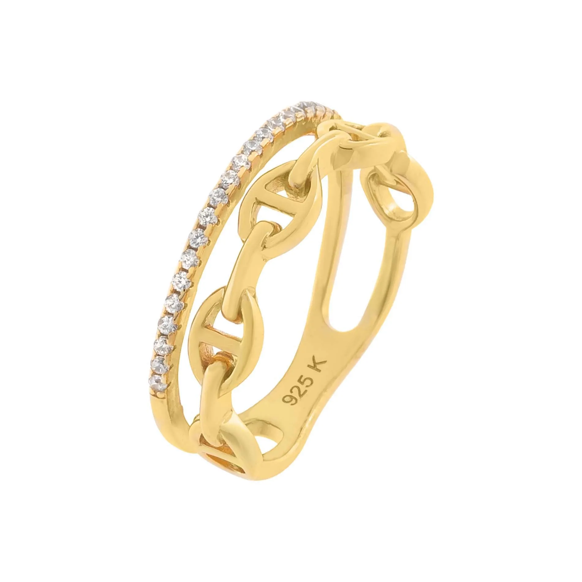 Pavé x Mariner Link Double Row Ring