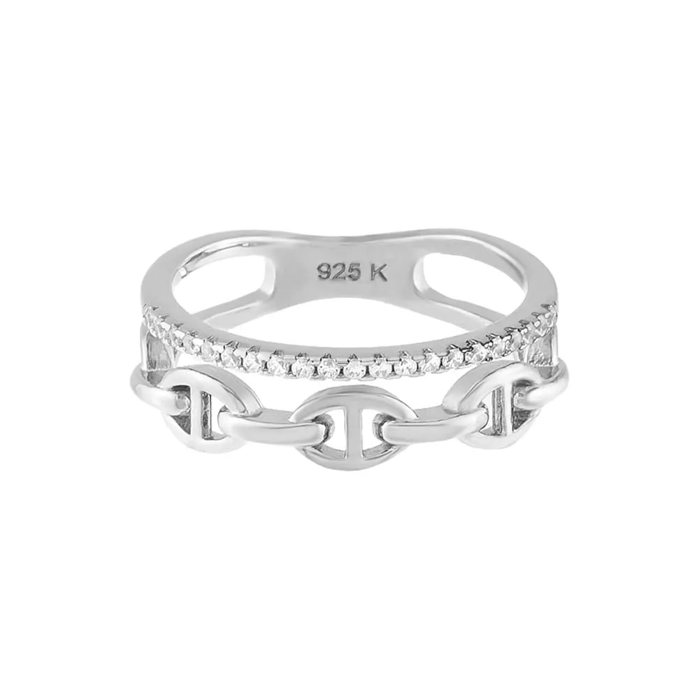 Pavé x Mariner Link Double Row Ring