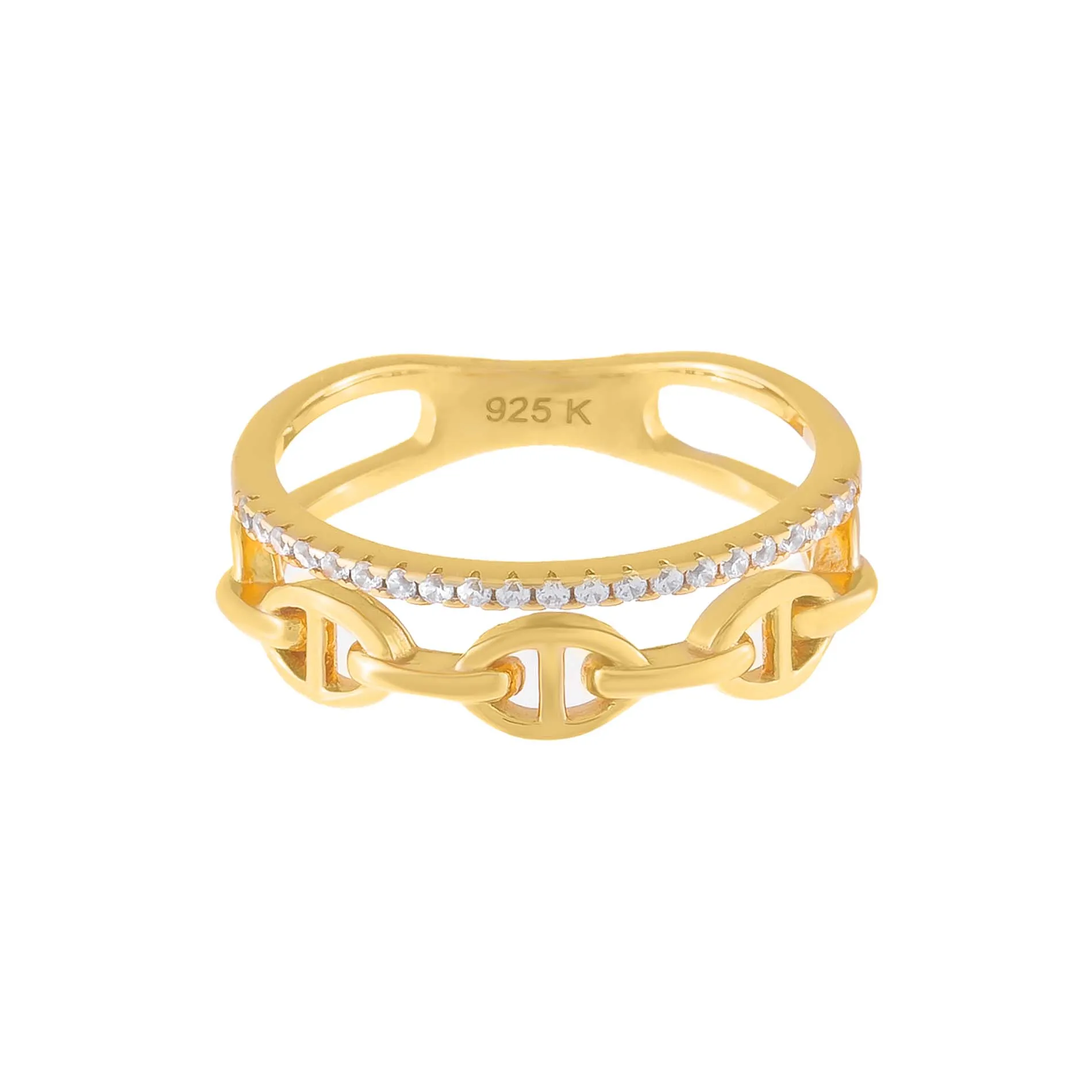 Pavé x Mariner Link Double Row Ring