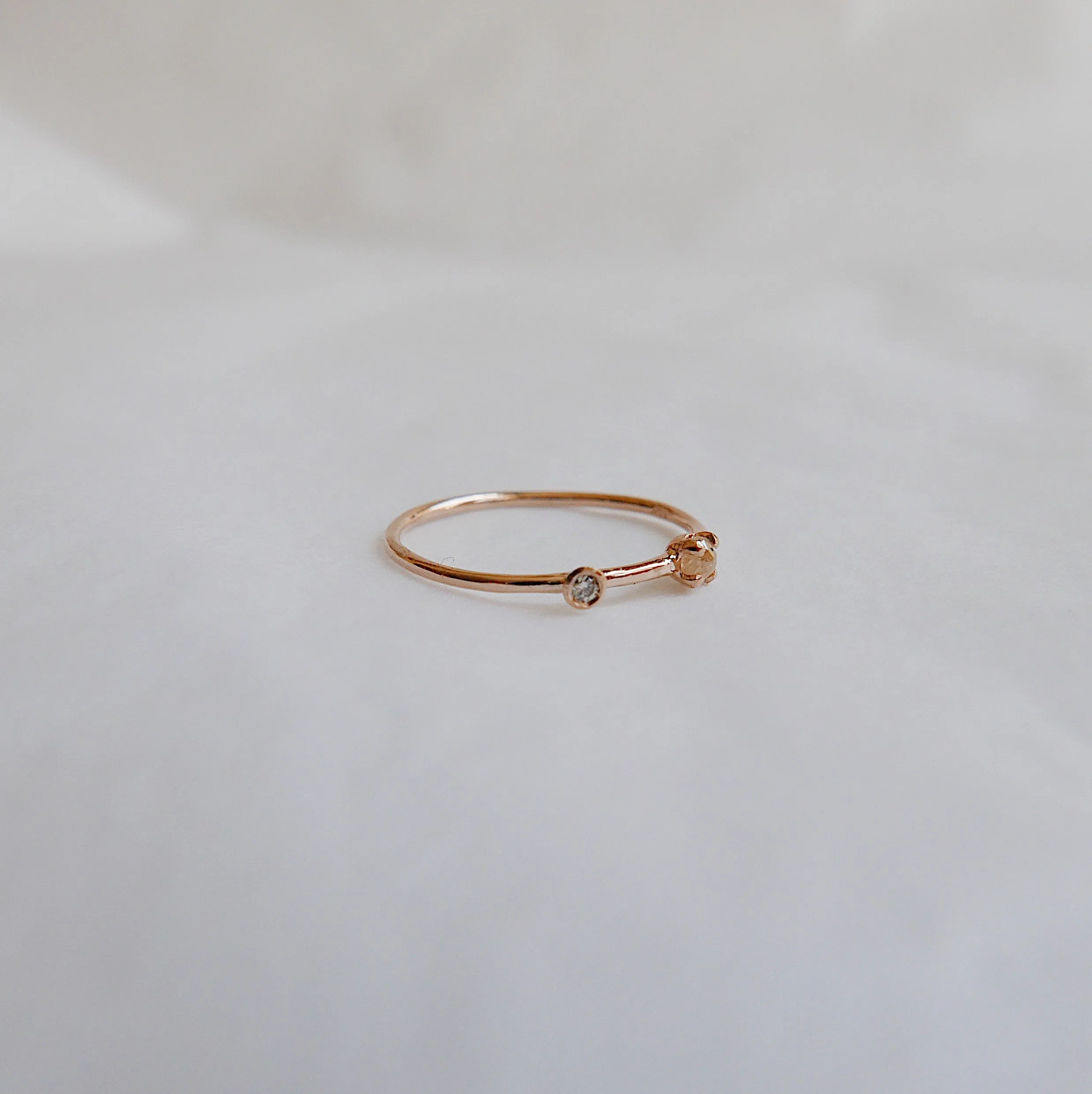 Peachy Diamond Duet Ring - Small