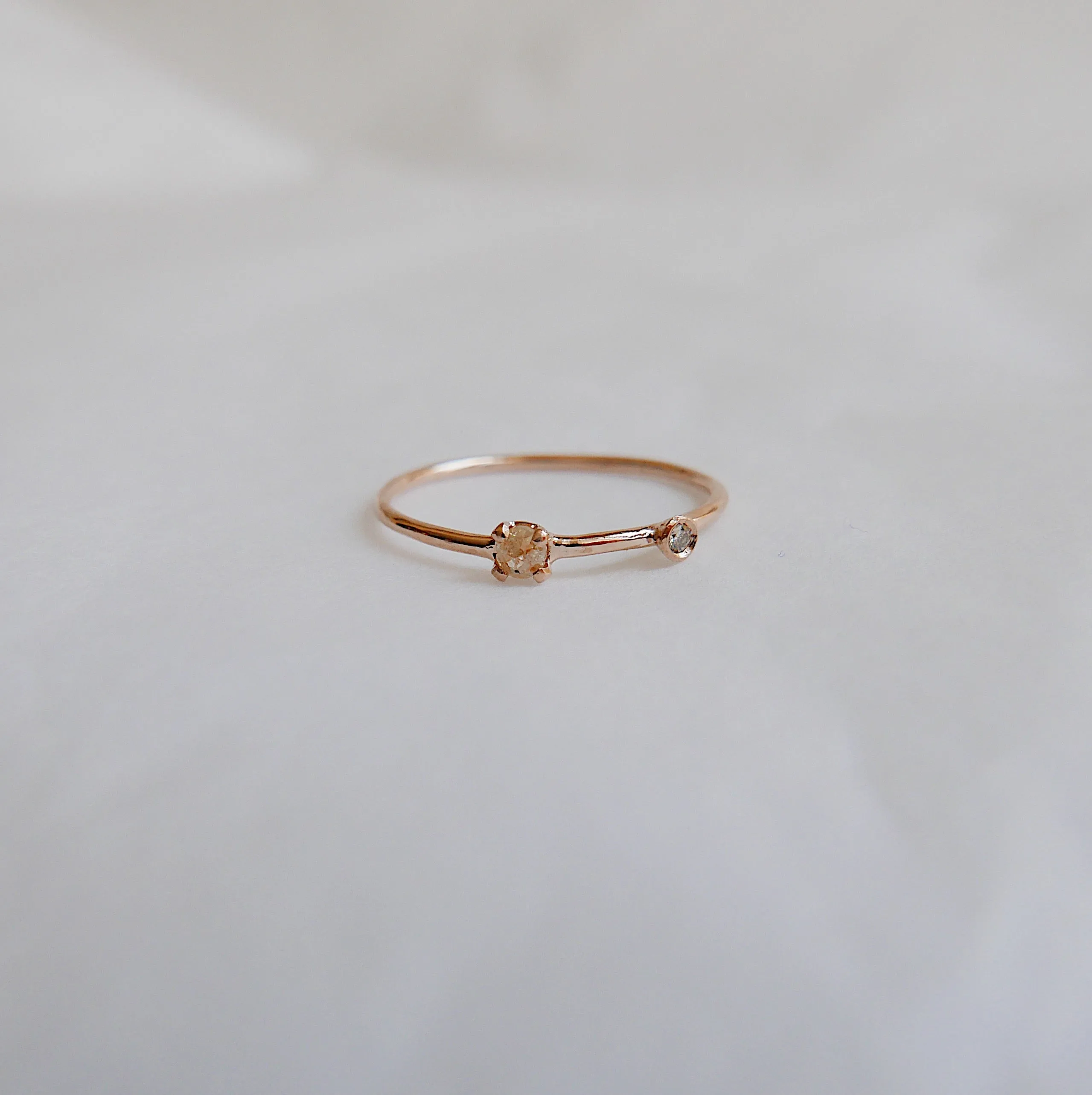 Peachy Diamond Duet Ring - Small