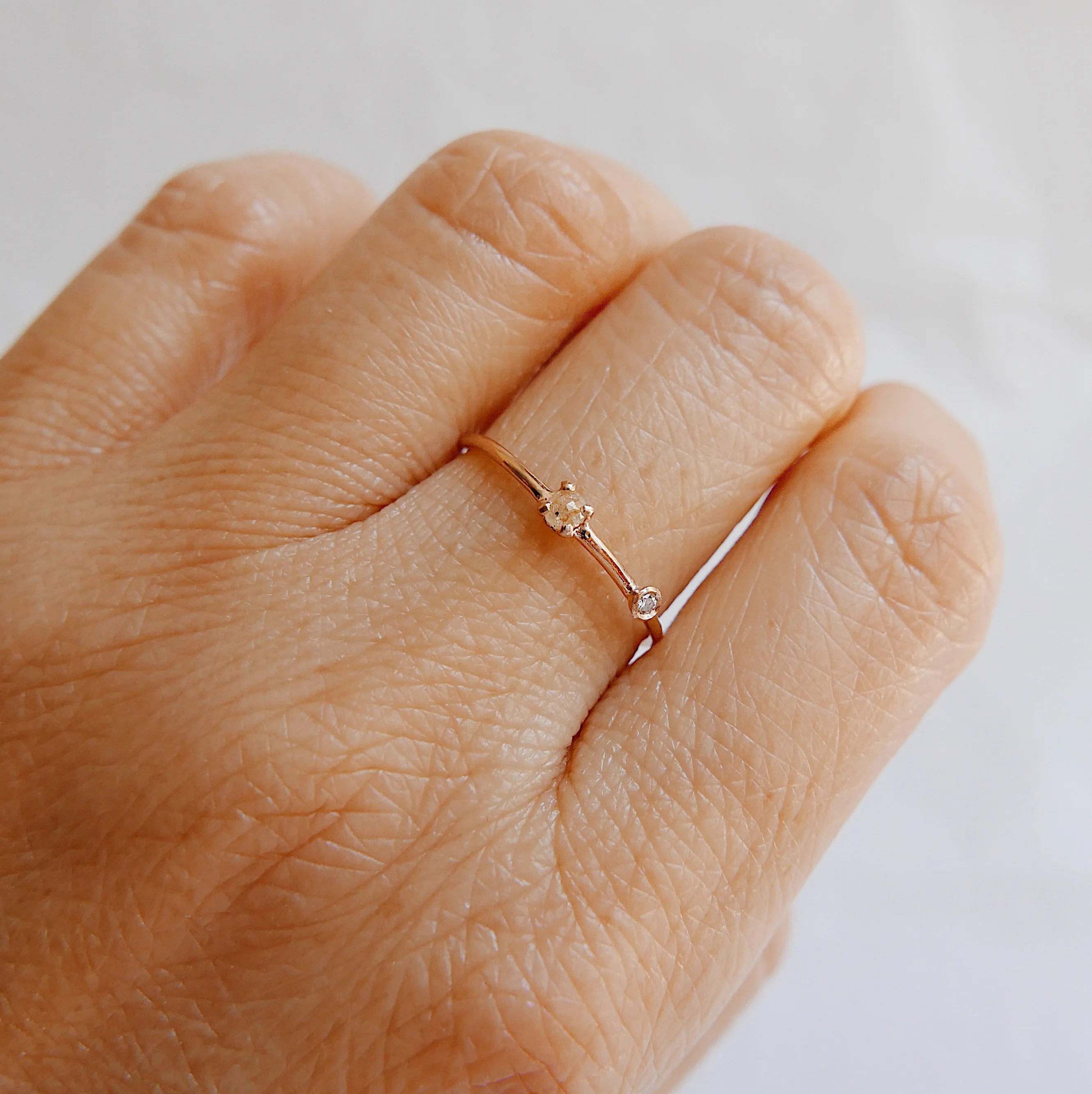 Peachy Diamond Duet Ring - Small