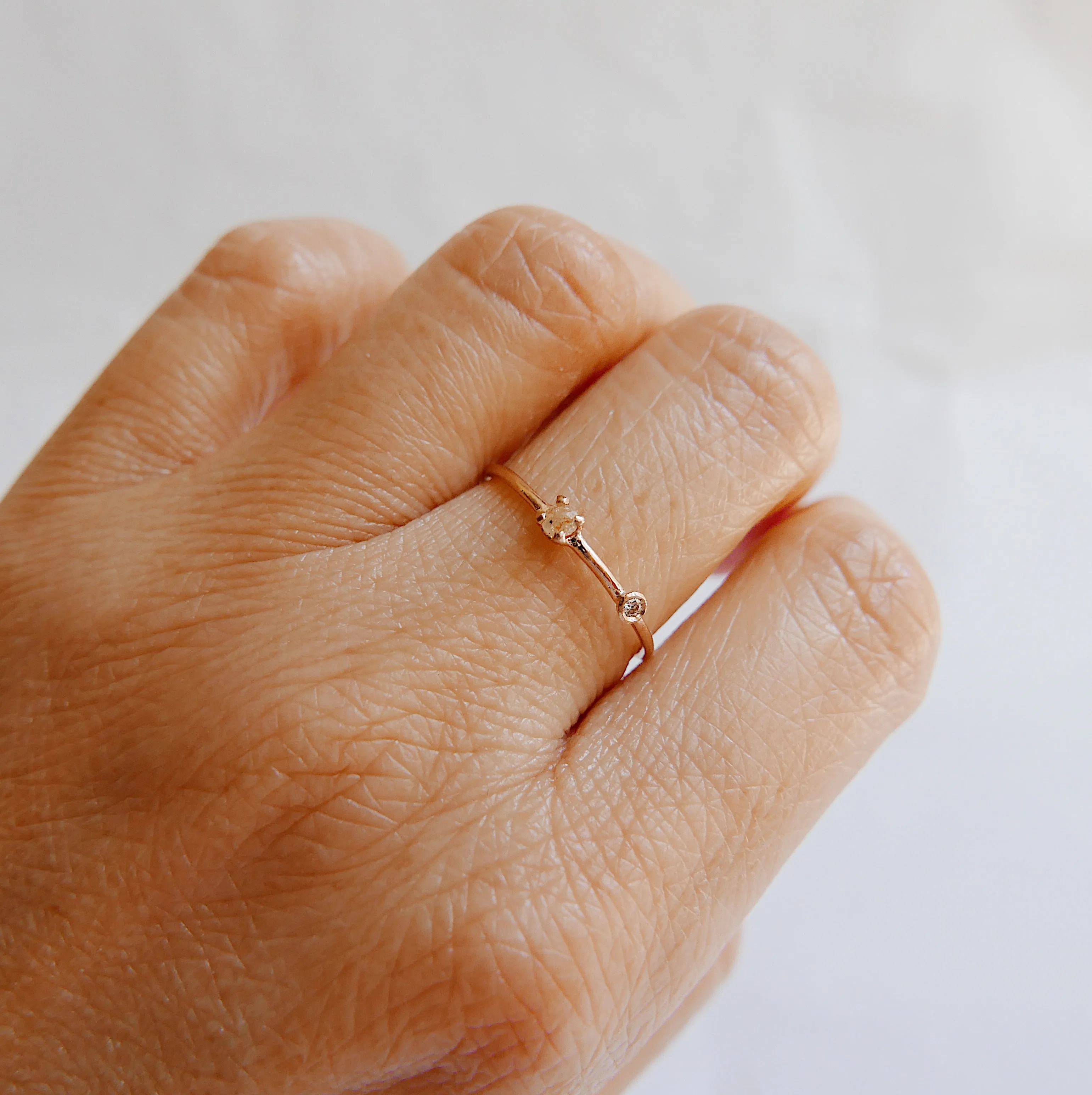 Peachy Diamond Duet Ring - Small