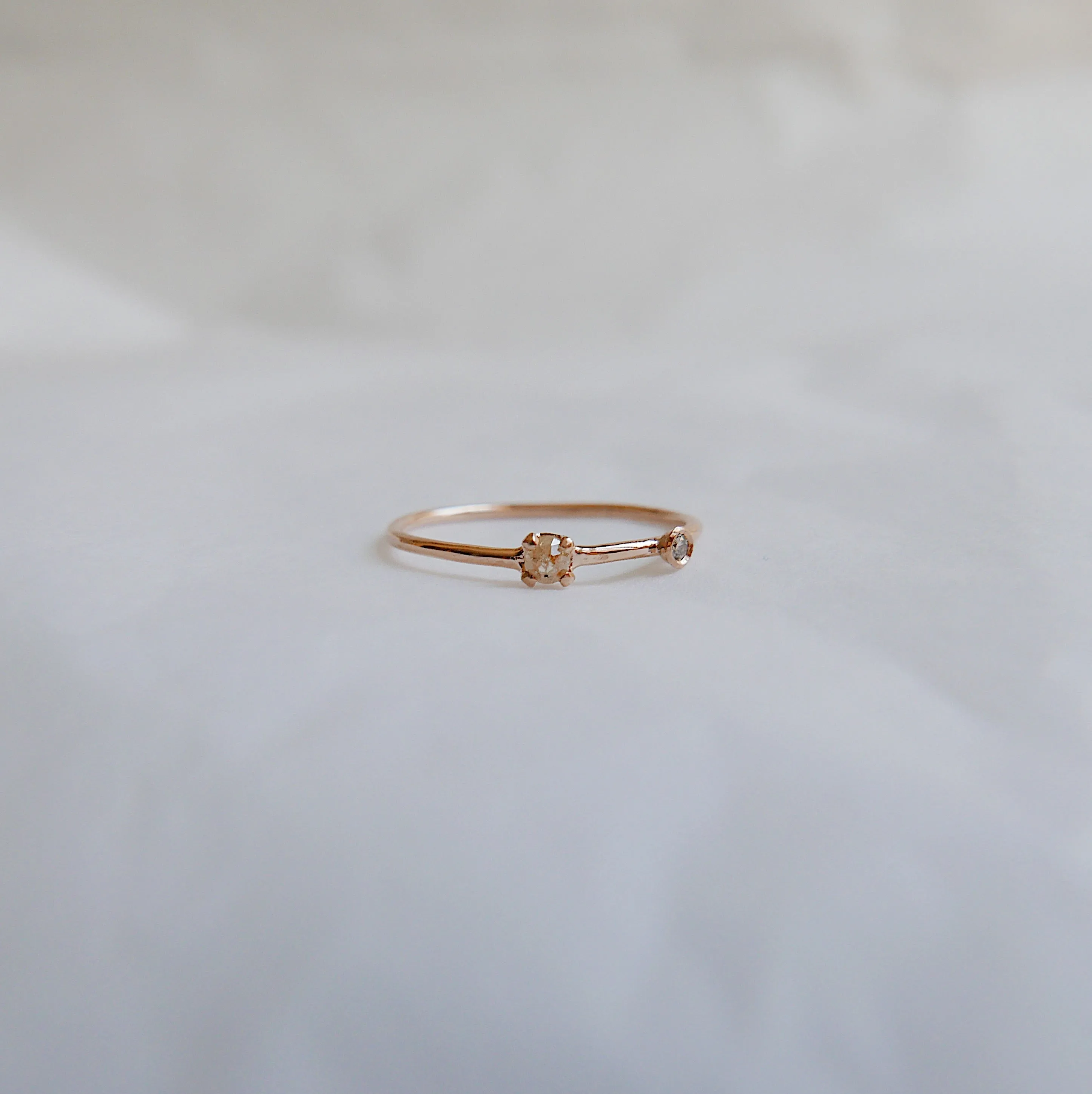 Peachy Diamond Duet Ring - Small