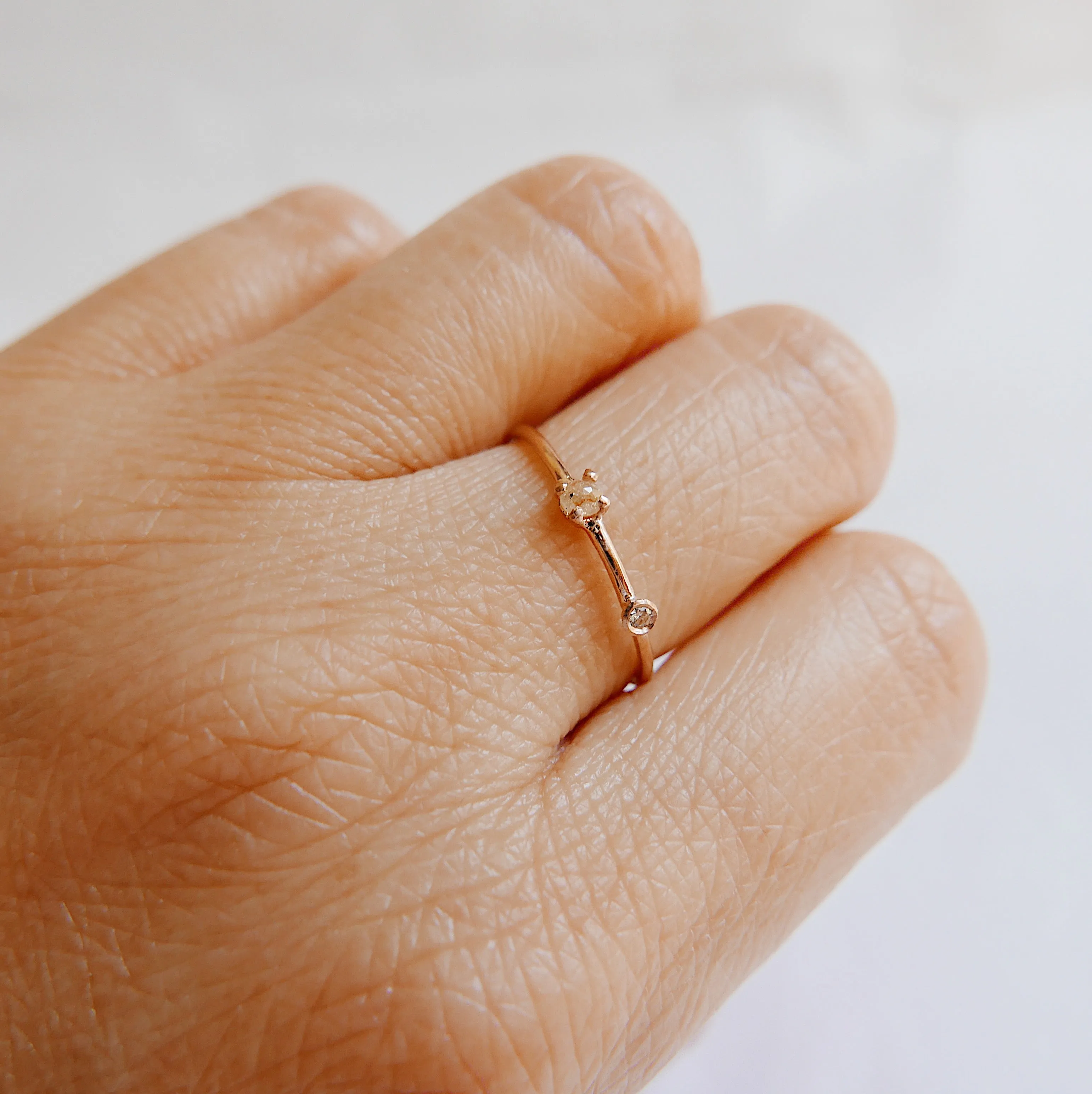 Peachy Diamond Duet Ring - Small