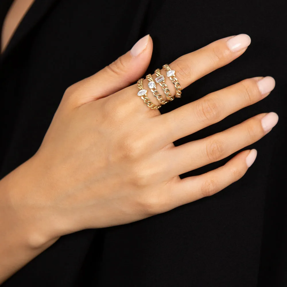 Pear Bezel Cuban Ring