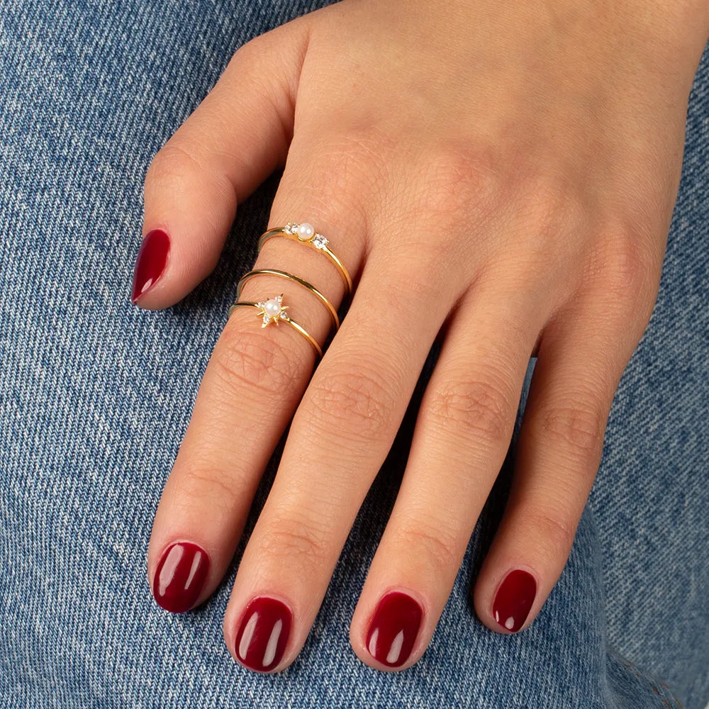 Pearl & Stone Ring Combo Set