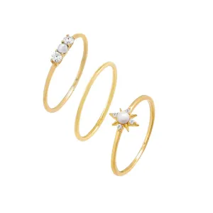 Pearl & Stone Ring Combo Set