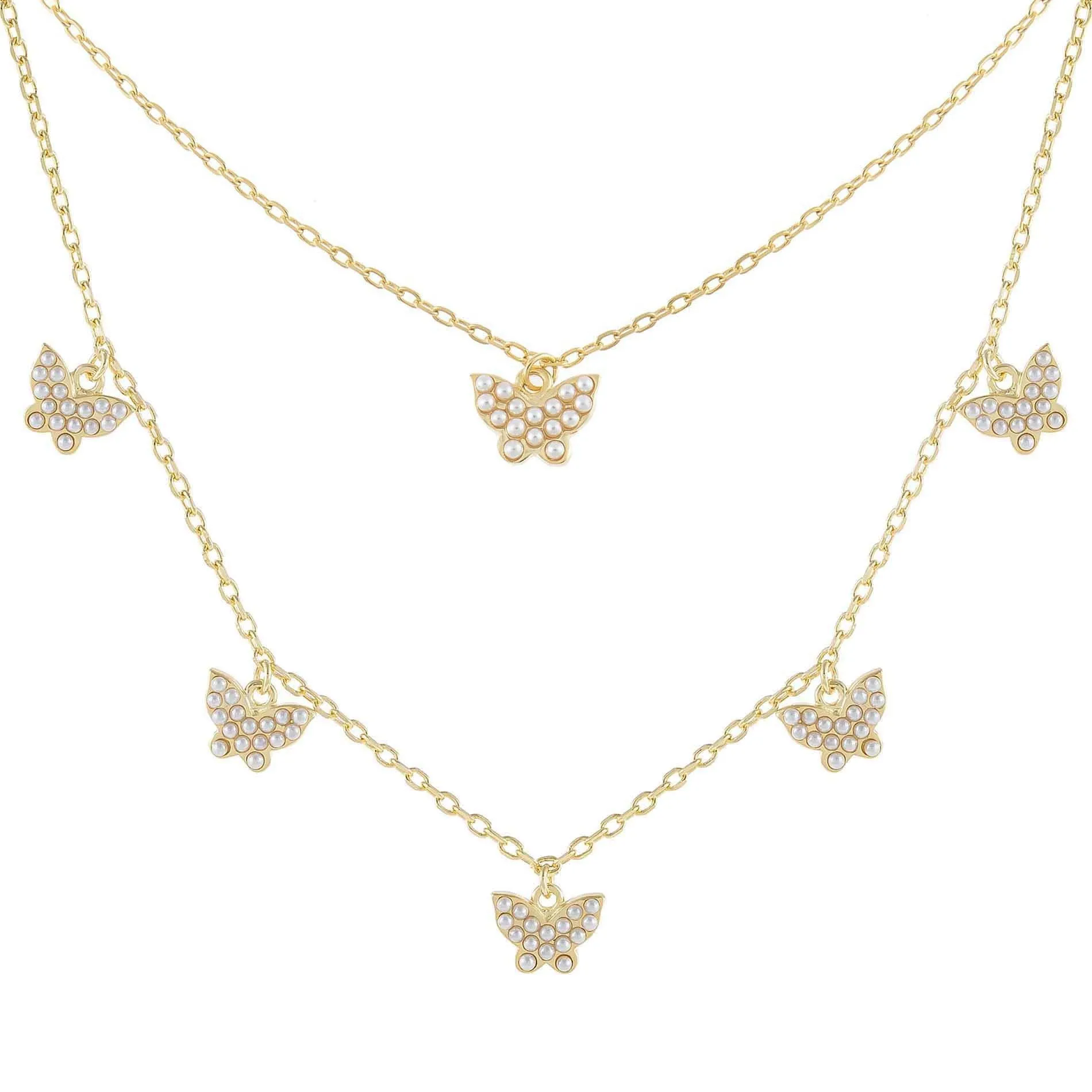 Pearl Butterfly Necklace Combo Set