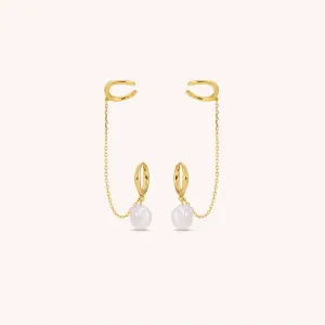 Pearl Huggies with Ear Cuffs
