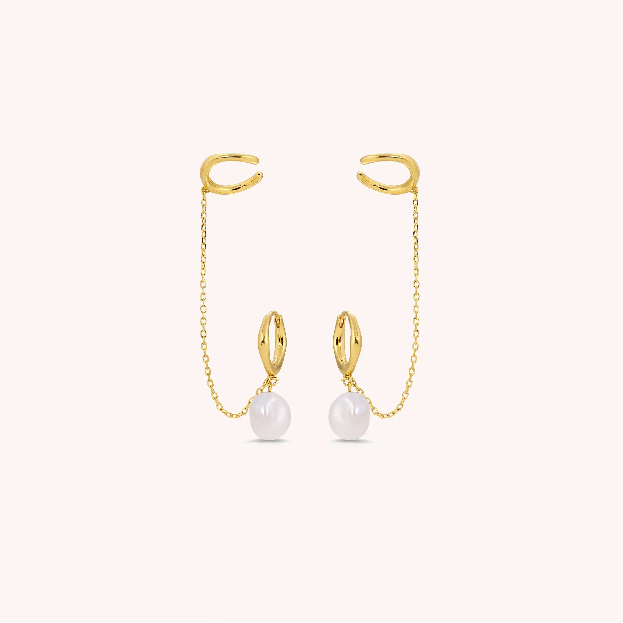 Pearl Huggies with Ear Cuffs